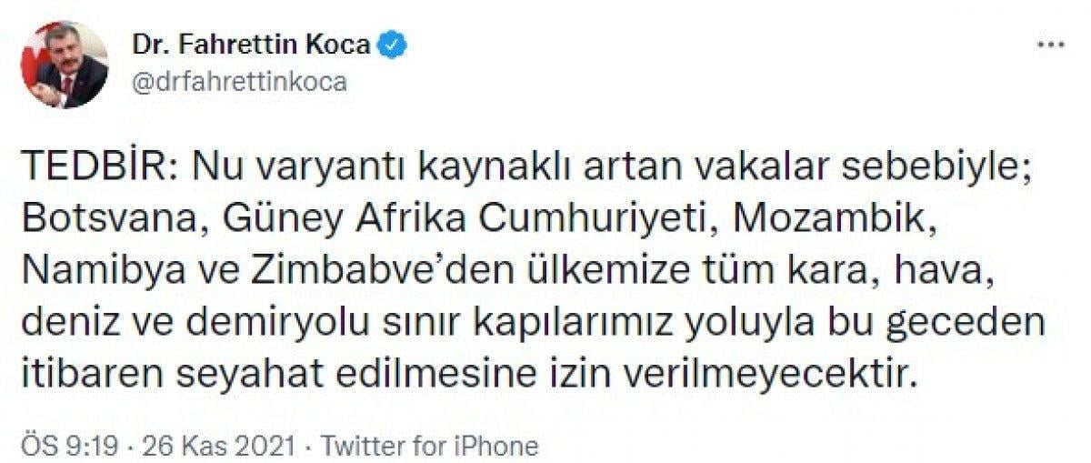 Türkiye'den 5 ülkeye seyahat kısıtlaması