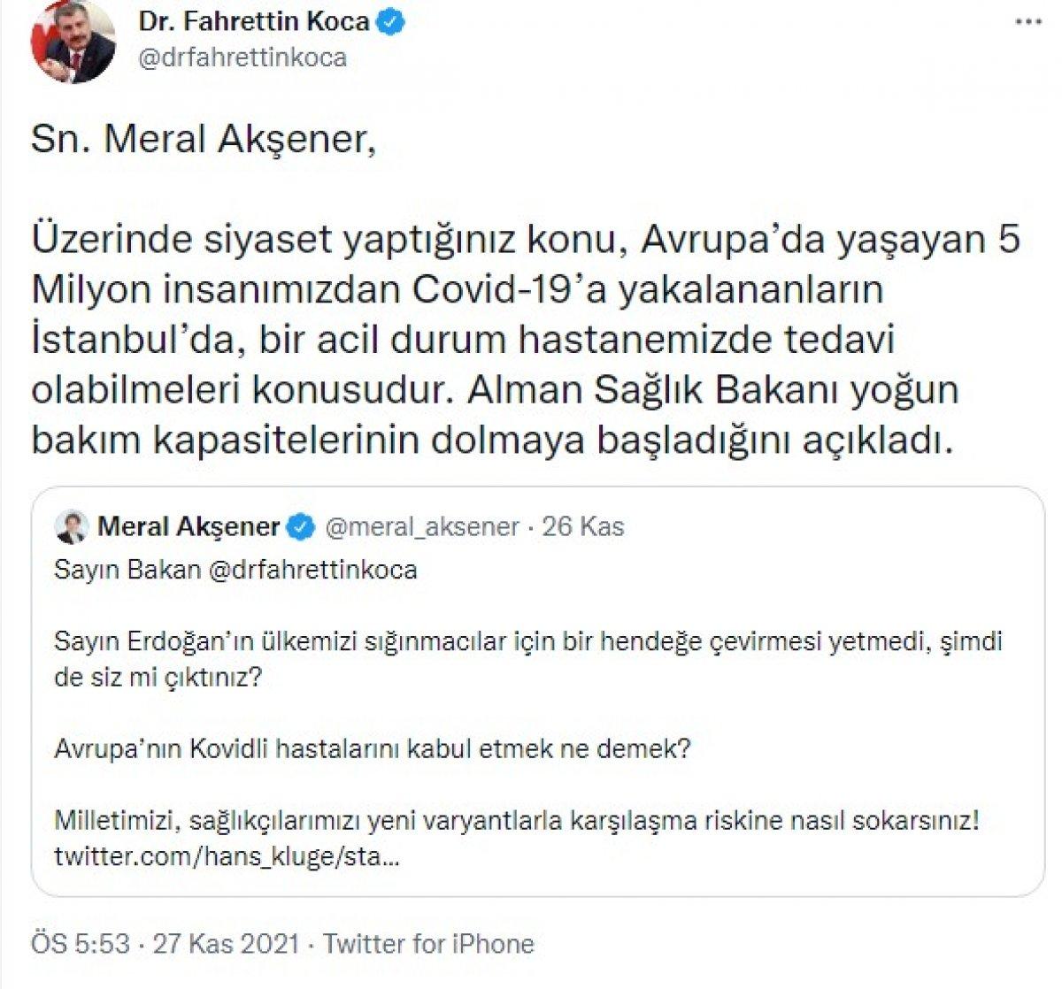 Muhalefet olmak isteyen Meral Akşener'e Fahrettin Koca'dan sert yanıt
