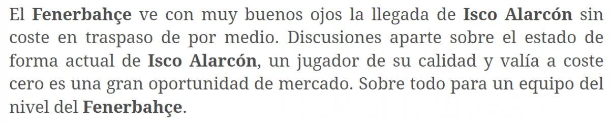 Fenerbahçe için Isco iddiası