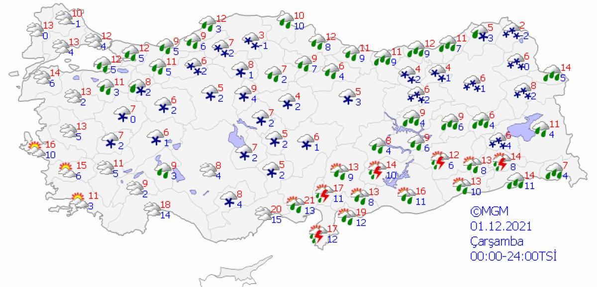 Meteoroloji, 67 ile hava durumu uyarısı yaptı