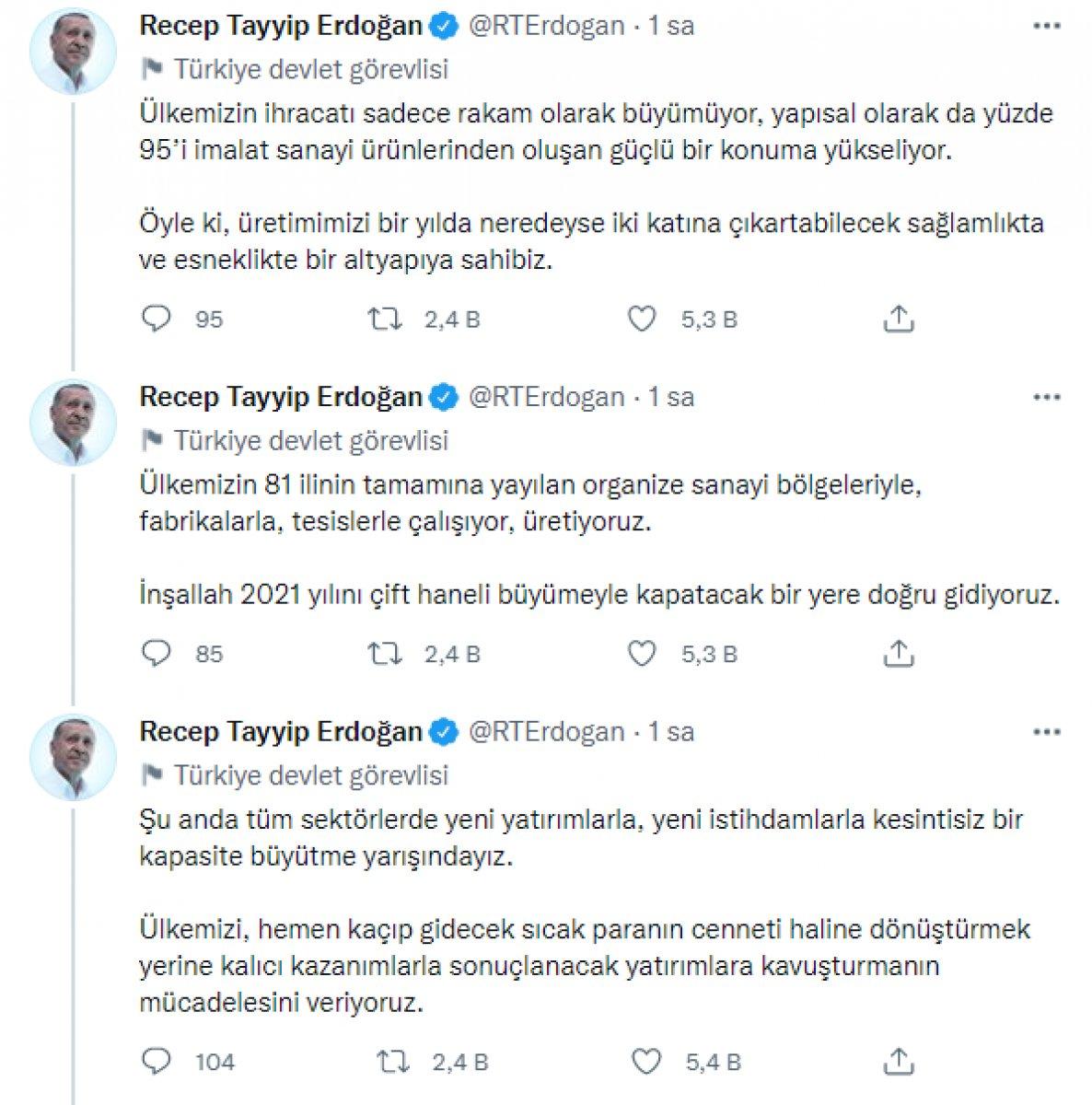 Cumhurbaşkanı Erdoğan'dan 'büyüme' paylaşımı: İlk sırada yer alıyoruz