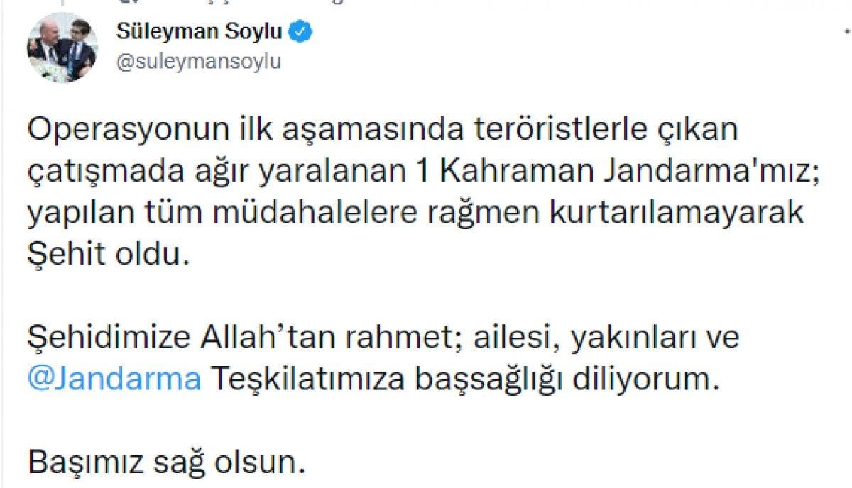 Eren Kış-6 Operasyonunda 1 askerimiz şehit oldu