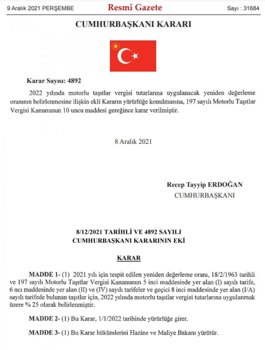 MTV yeniden değerlendirme oranında değişikliğe gidildi