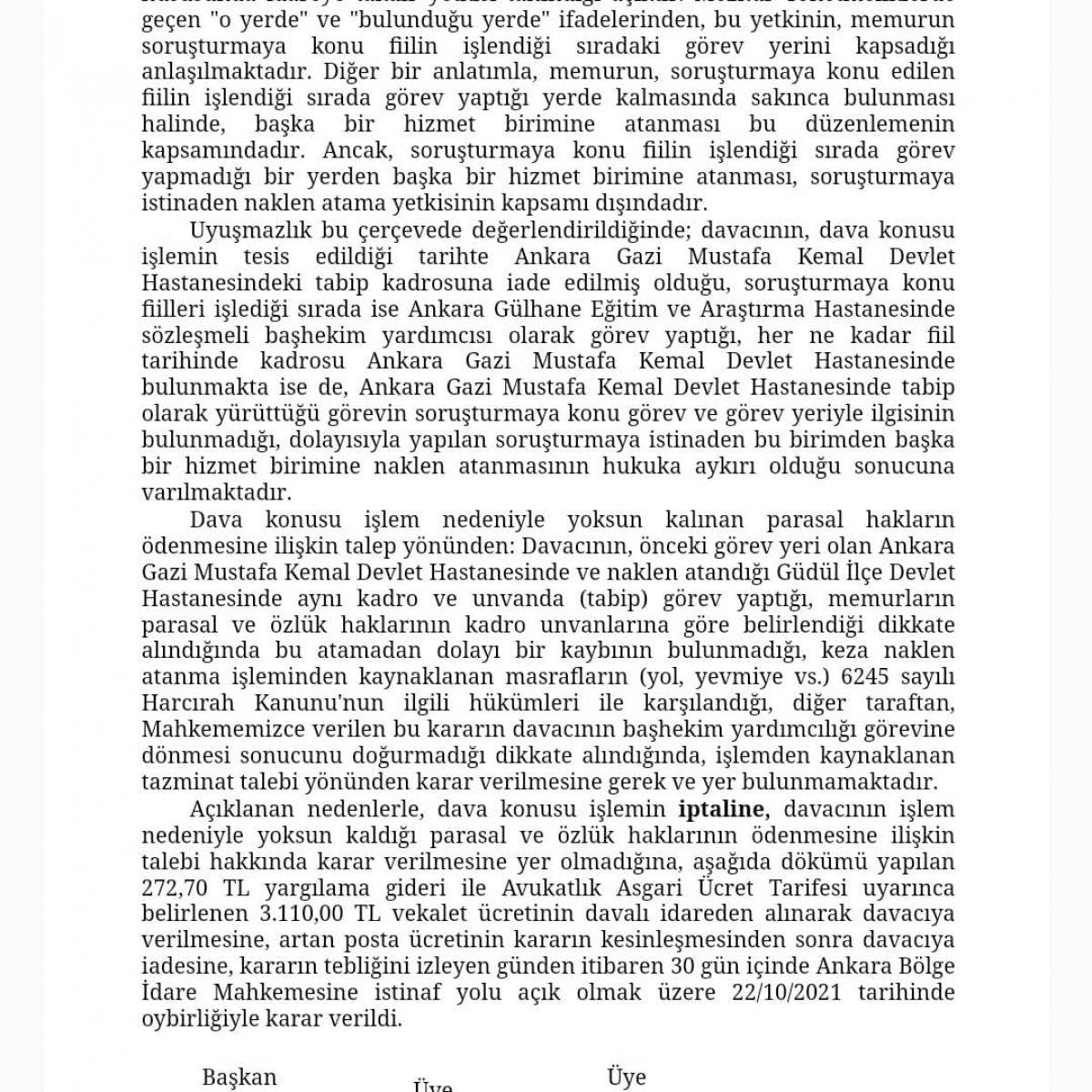 Dr. Ali Edizer, GATA'daki görevine dönüyor