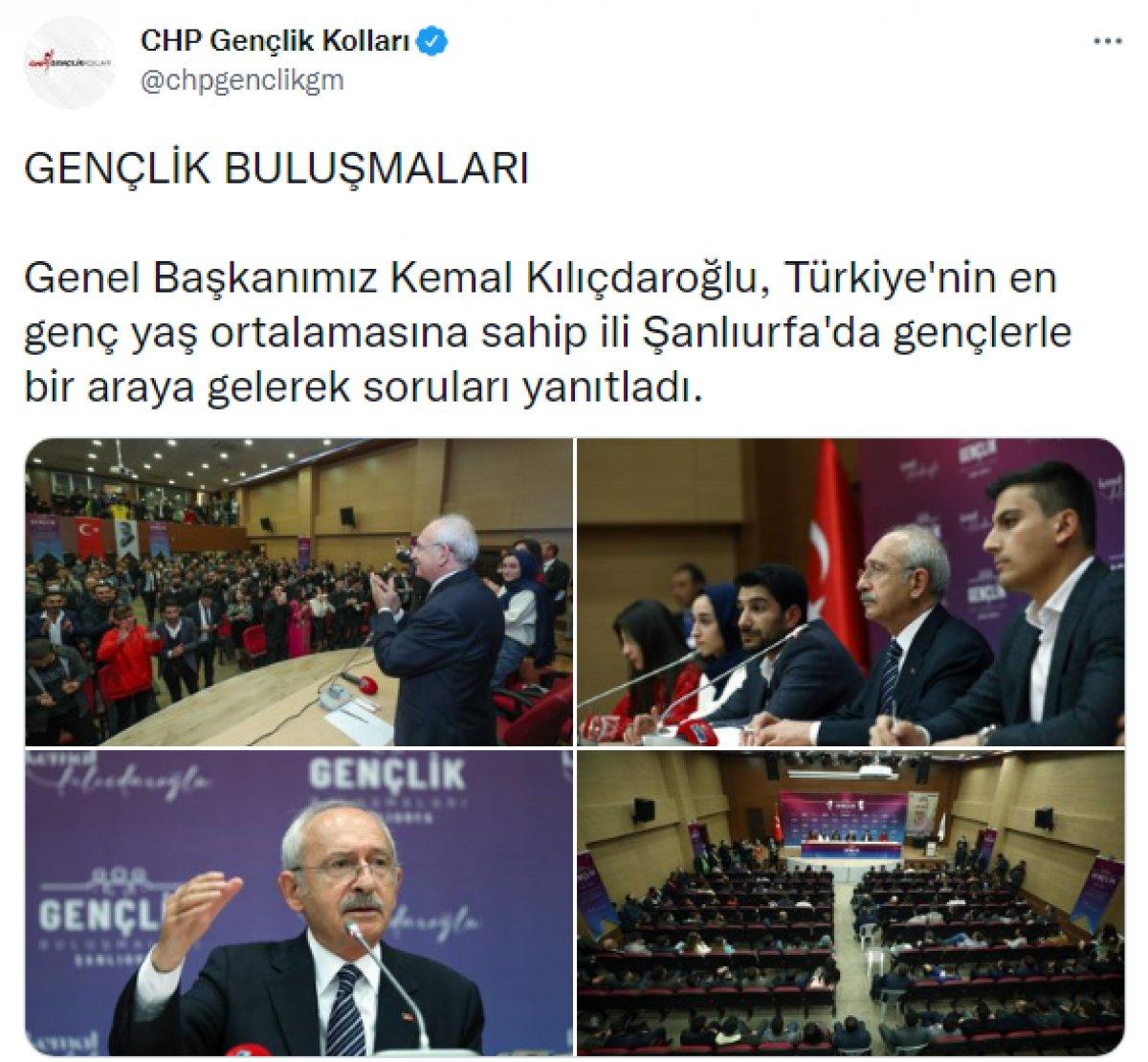 CHP Gençlik Kolları'nın resmi sayfasından hatalı paylaşım