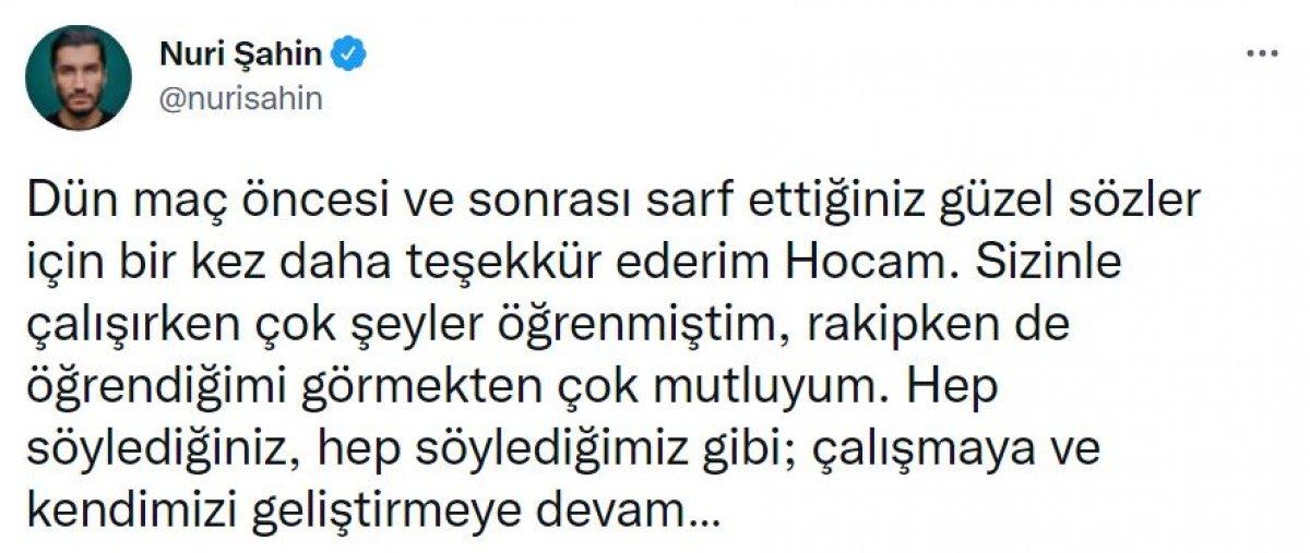Nuri Şahin'den Abdullah Avcı'ya teşekkür