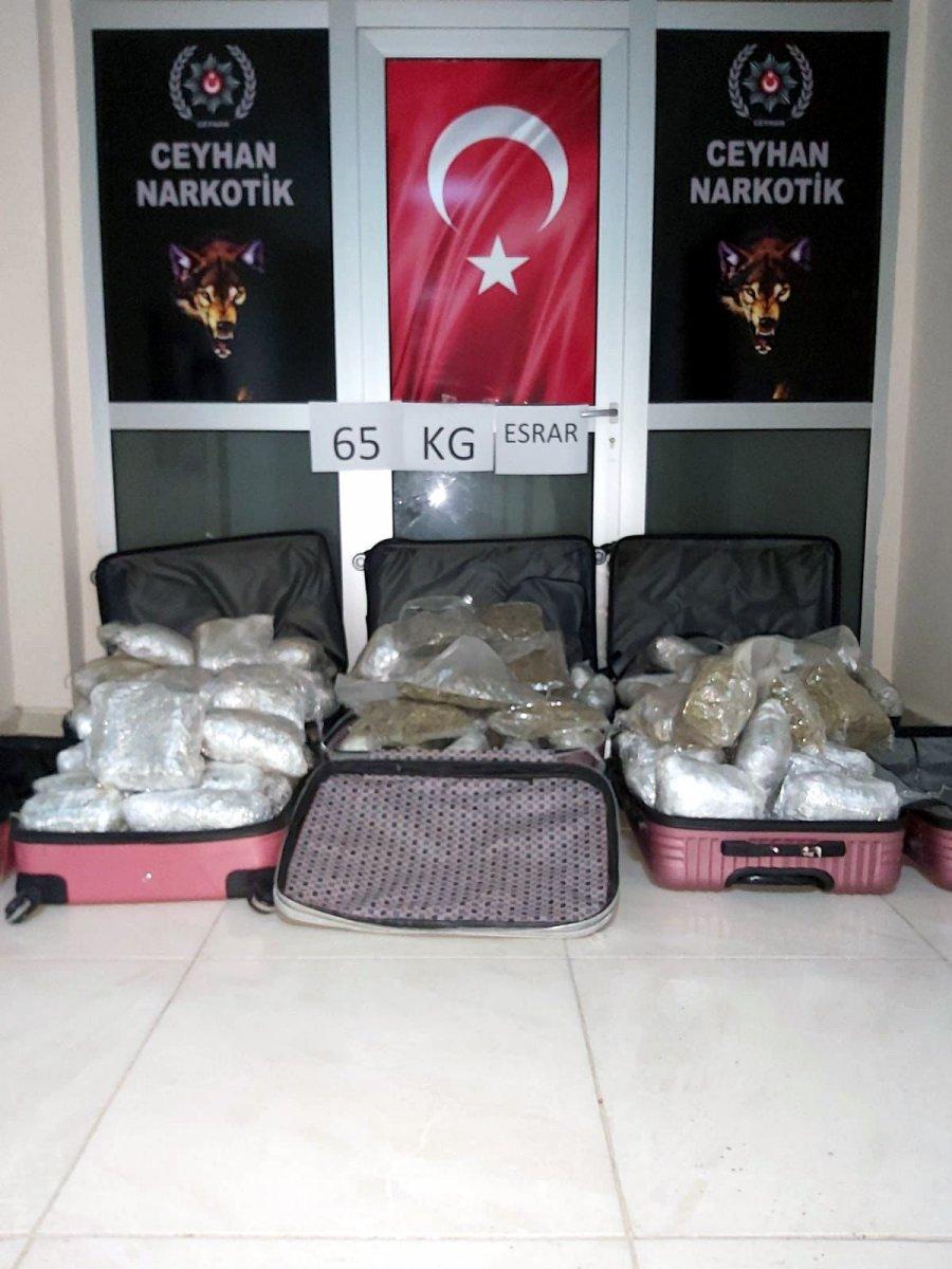 Adana’da, 65 kilo esrar ele geçirildi