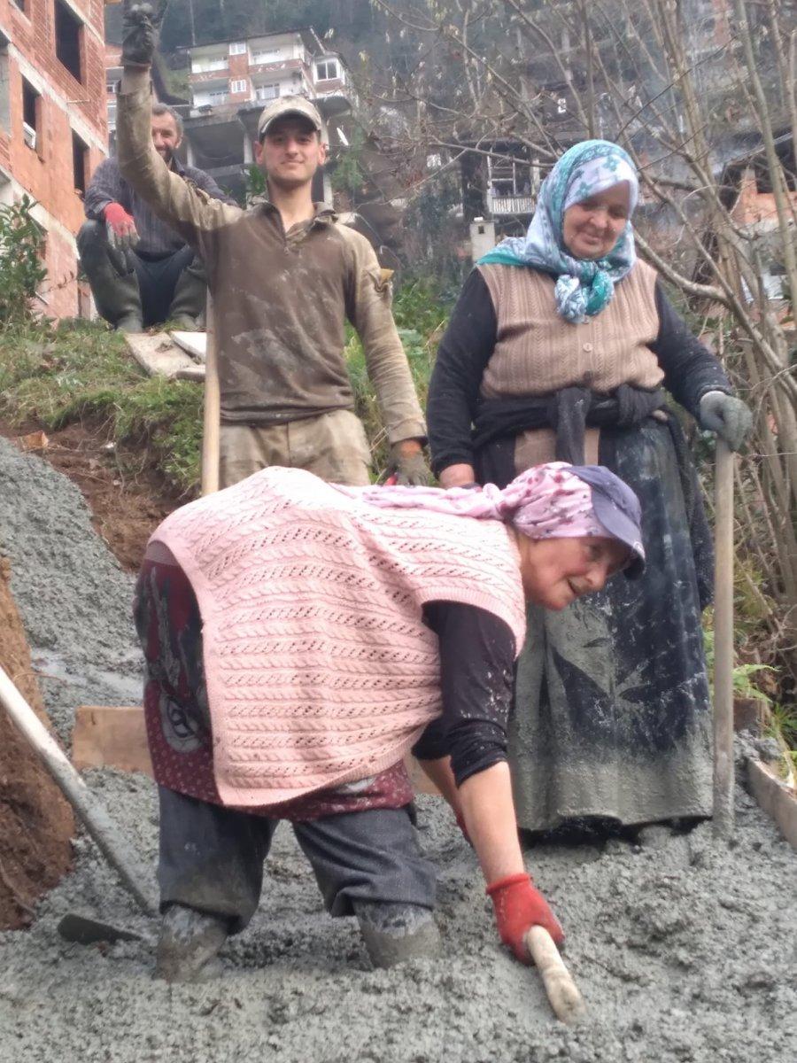 Rize'de köylüler, lazım olan yolu imece usulü yaptı