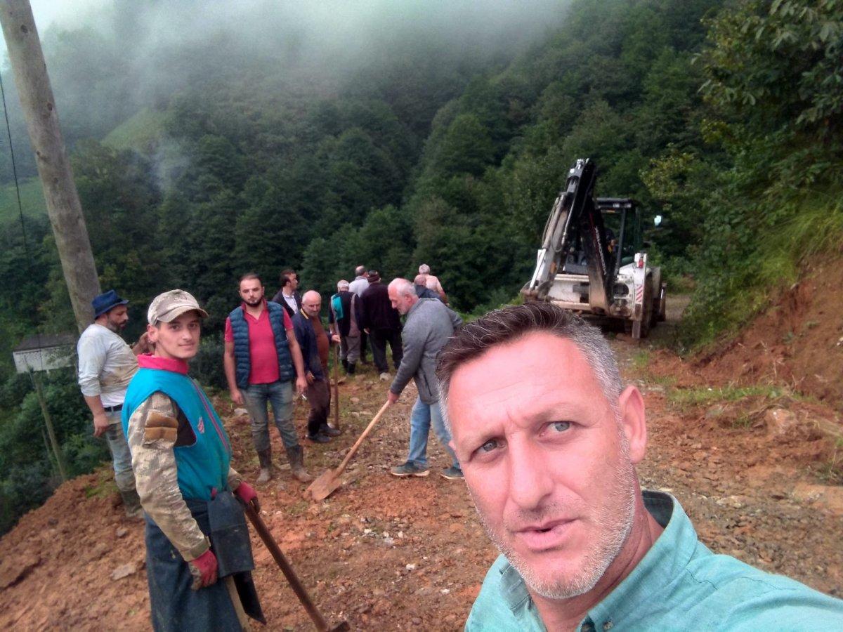 Rize'de köylüler, lazım olan yolu imece usulü yaptı