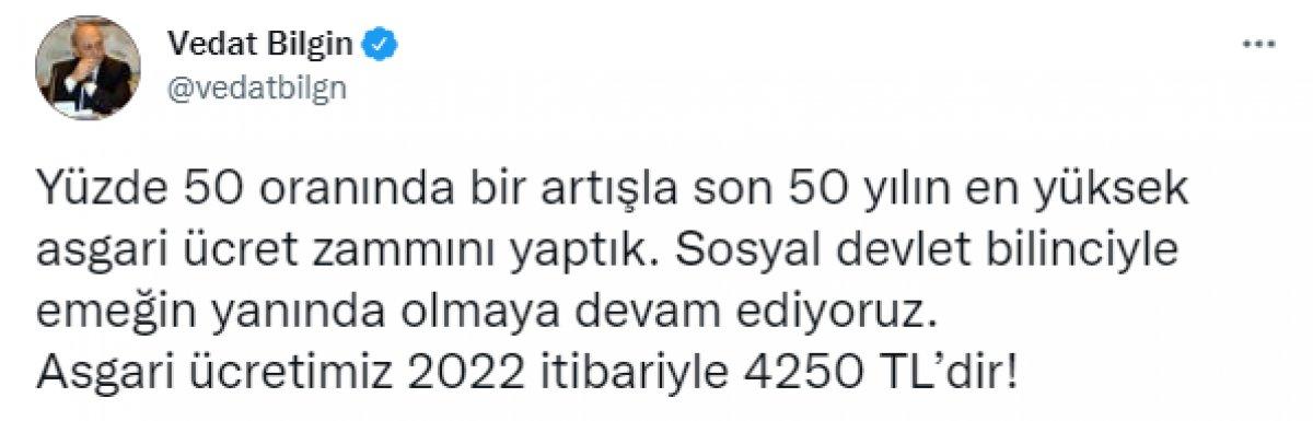 Çalışma ve Sosyal Güvenlik Bakanı Bilgin: Son 50 yılın en yüksek asgari ücret zammını yaptık