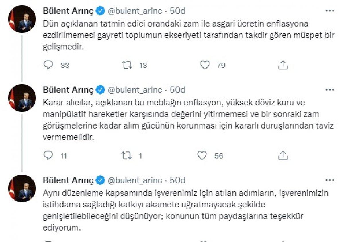 Bülent Arınç'ın asgari ücret değerlendirmesi
