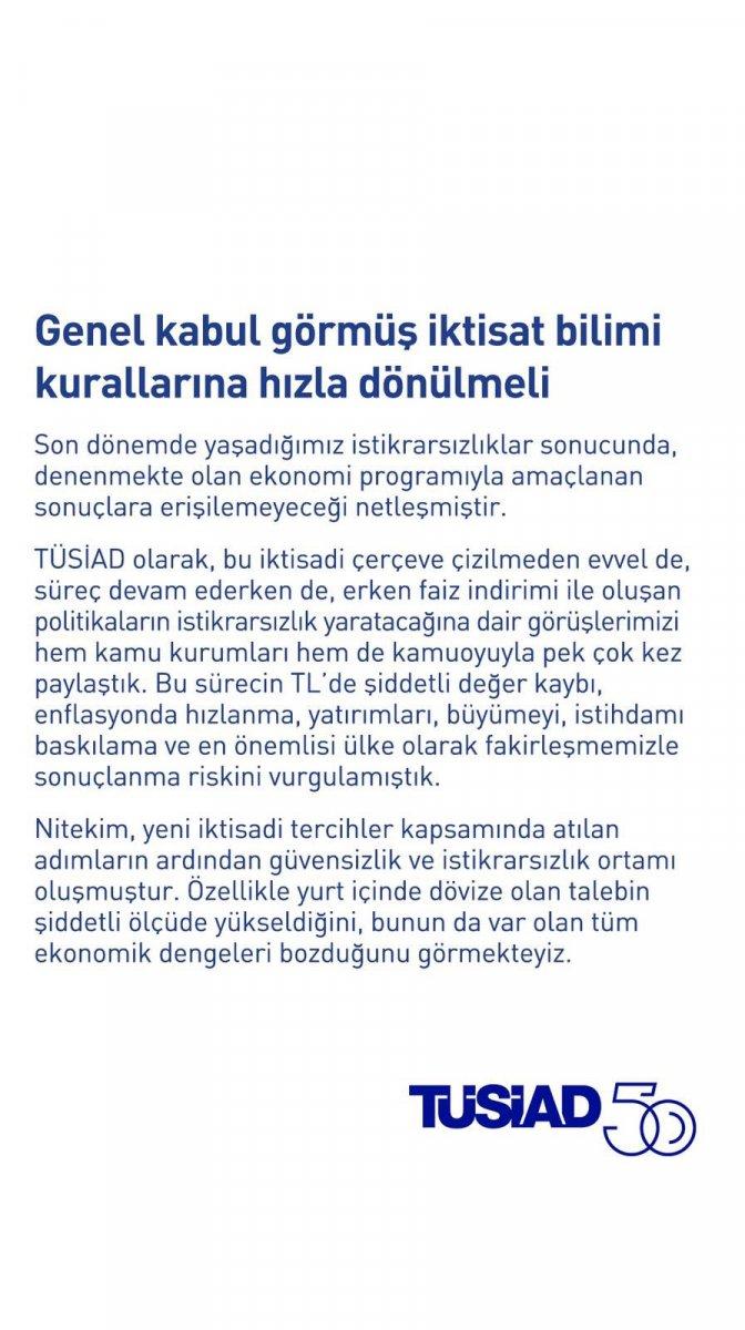 TÜSİAD'dan ekonomi yönetimine çağrı