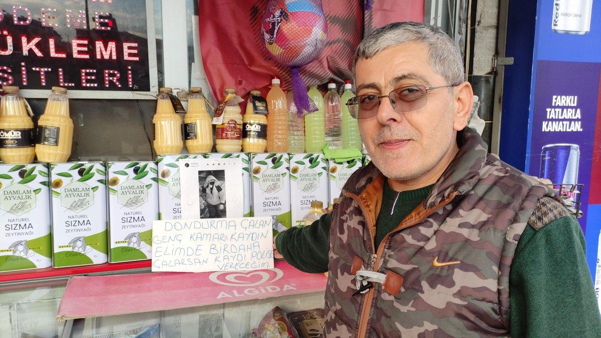 Bursa'da dondurma çalan gencin fotoğrafını çıkarıp rafa astı