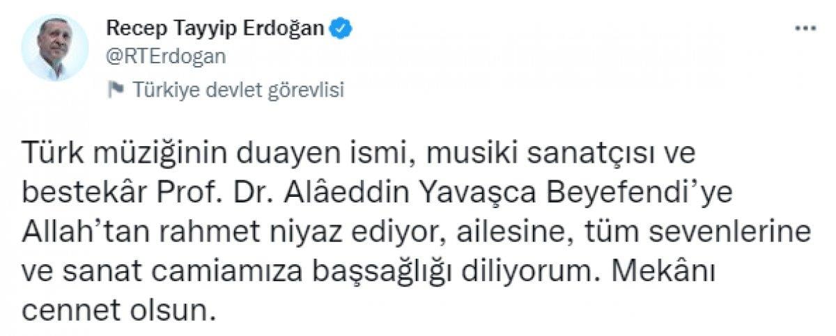 Cumhurbaşkanı Erdoğan'dan Yavaşca ailesine taziye telefonu