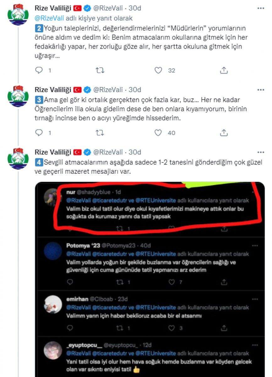 Rize Valiliği, samimi tatil duyurusuyla takdir topladı