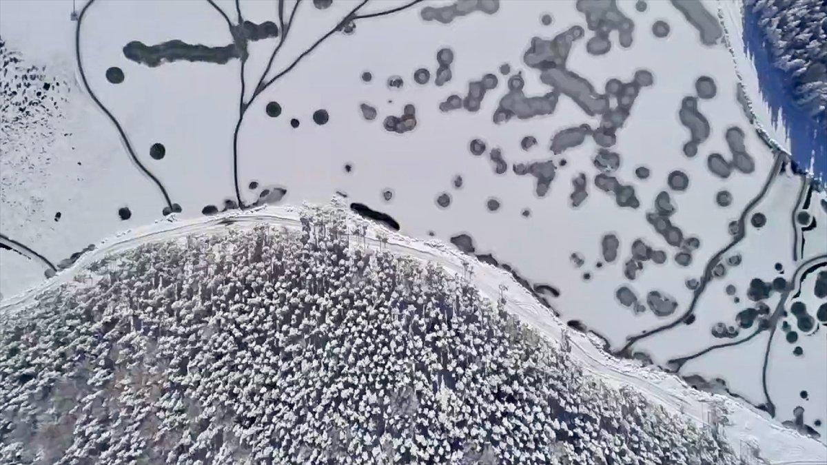 Düzce'deki gölet buz tuttu