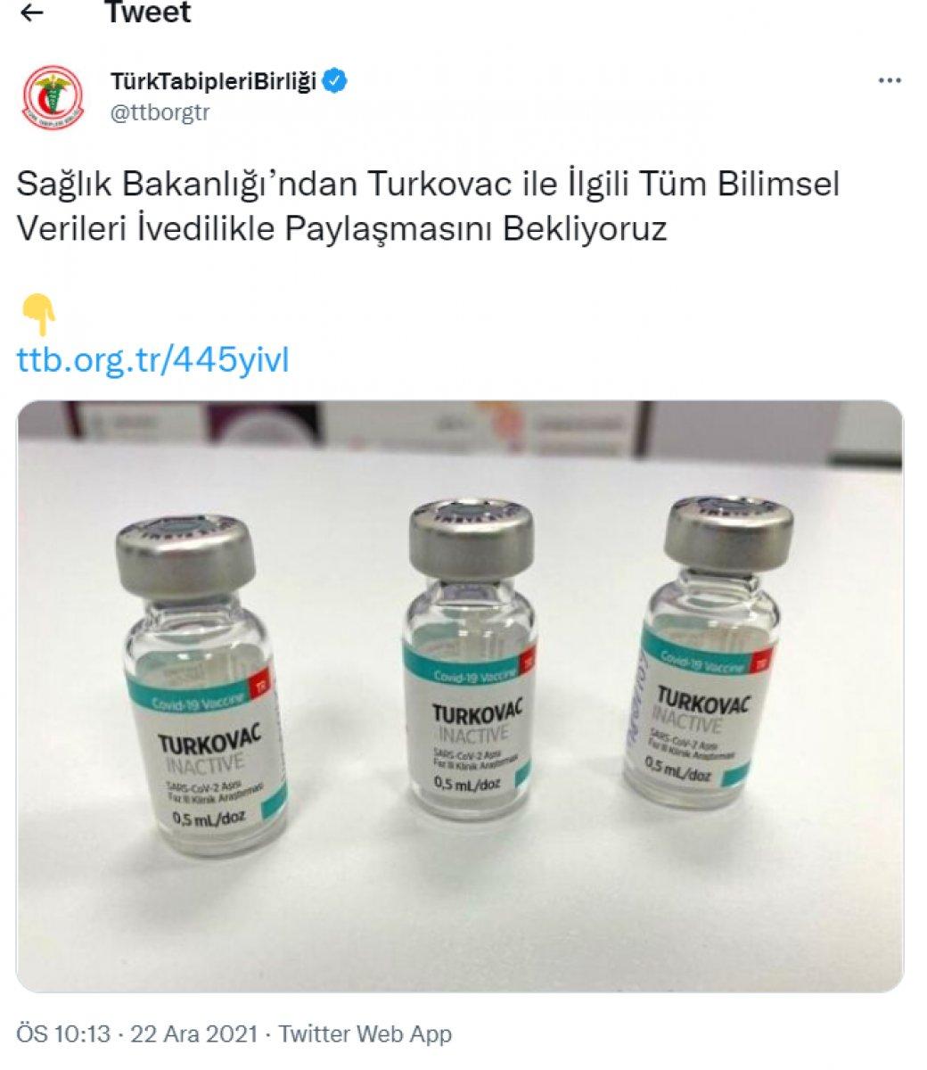 Türk Tabipler Birliği, Turkovac’ı sorguluyor