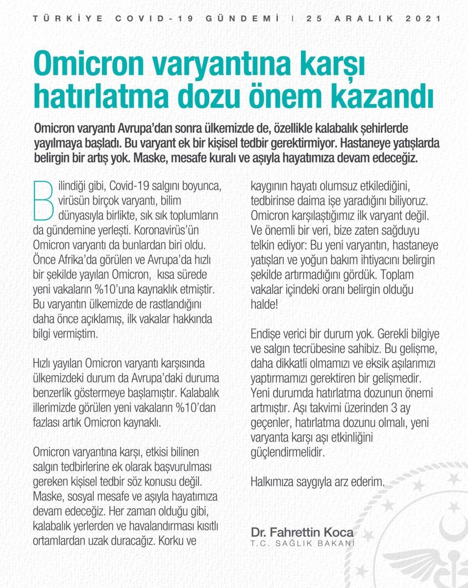 Fahrettin Koca'dan Omicron uyarısı