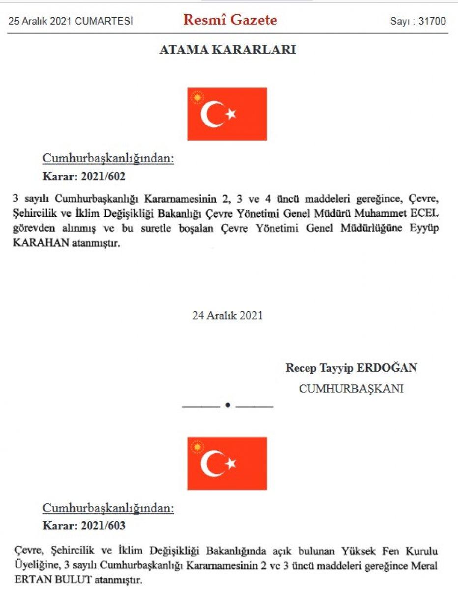 Cumhurbaşkanı Erdoğan'dan bakanlık ve kurumlara atamalar