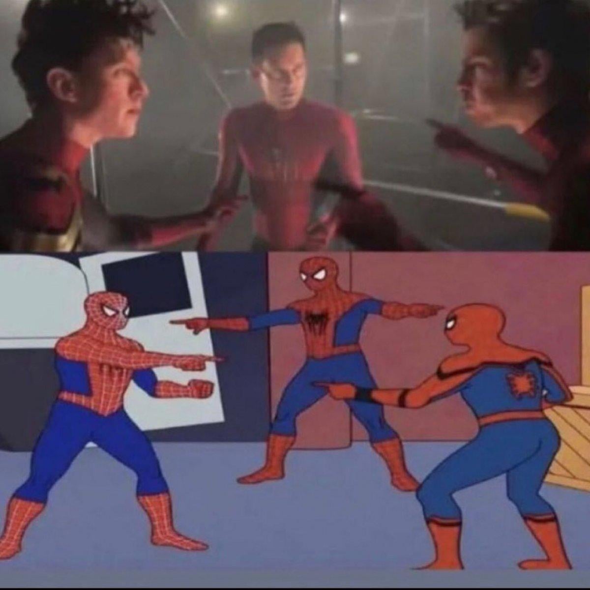 İkonik görsel yeniden yaratıldı! Birbirini gösteren 3 Örümcek Adam 'meme'si...