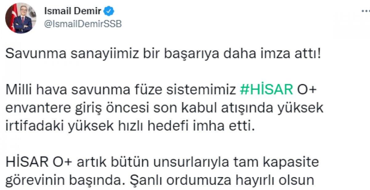 Hisar O+ son kabul testini geçti