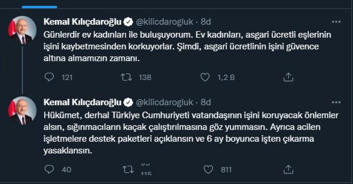 Kemal Kılıçdaroğlu: 6 ay işten çıkarma yasaklansın