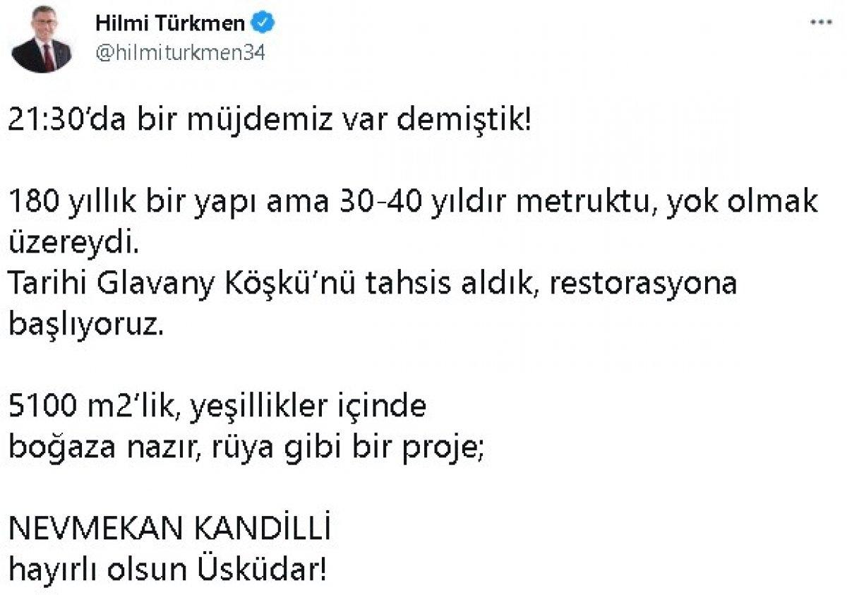 Üsküdar'da tarihi Glavany Köşkü restore ediliyor