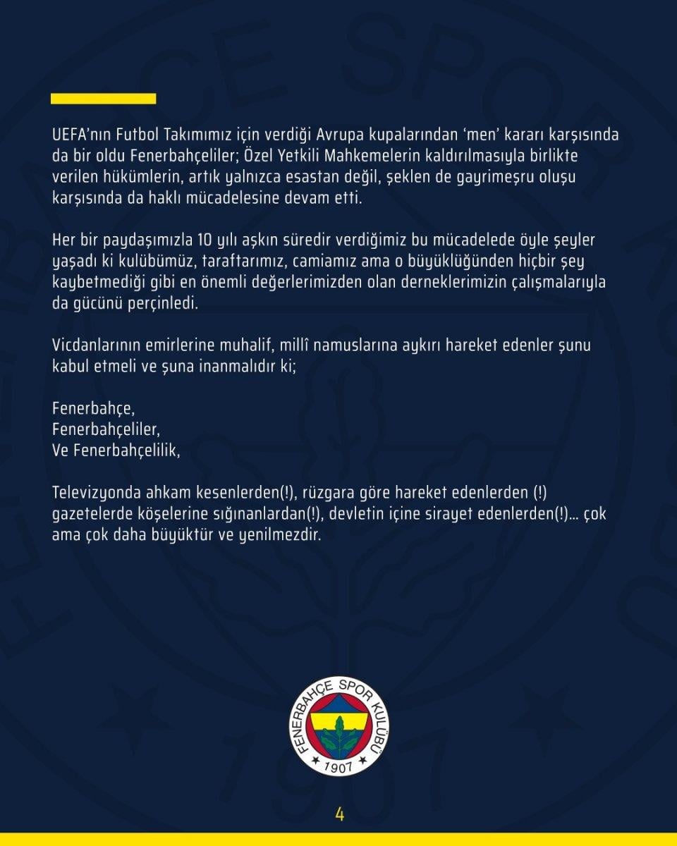Fenerbahçe: Şimdi hesap zamanı