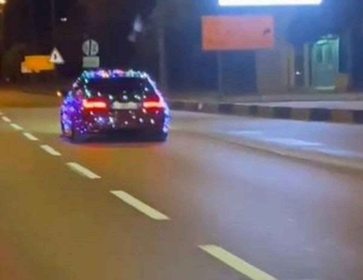 Antalya'da lüks aracını disko topuna çevirdi