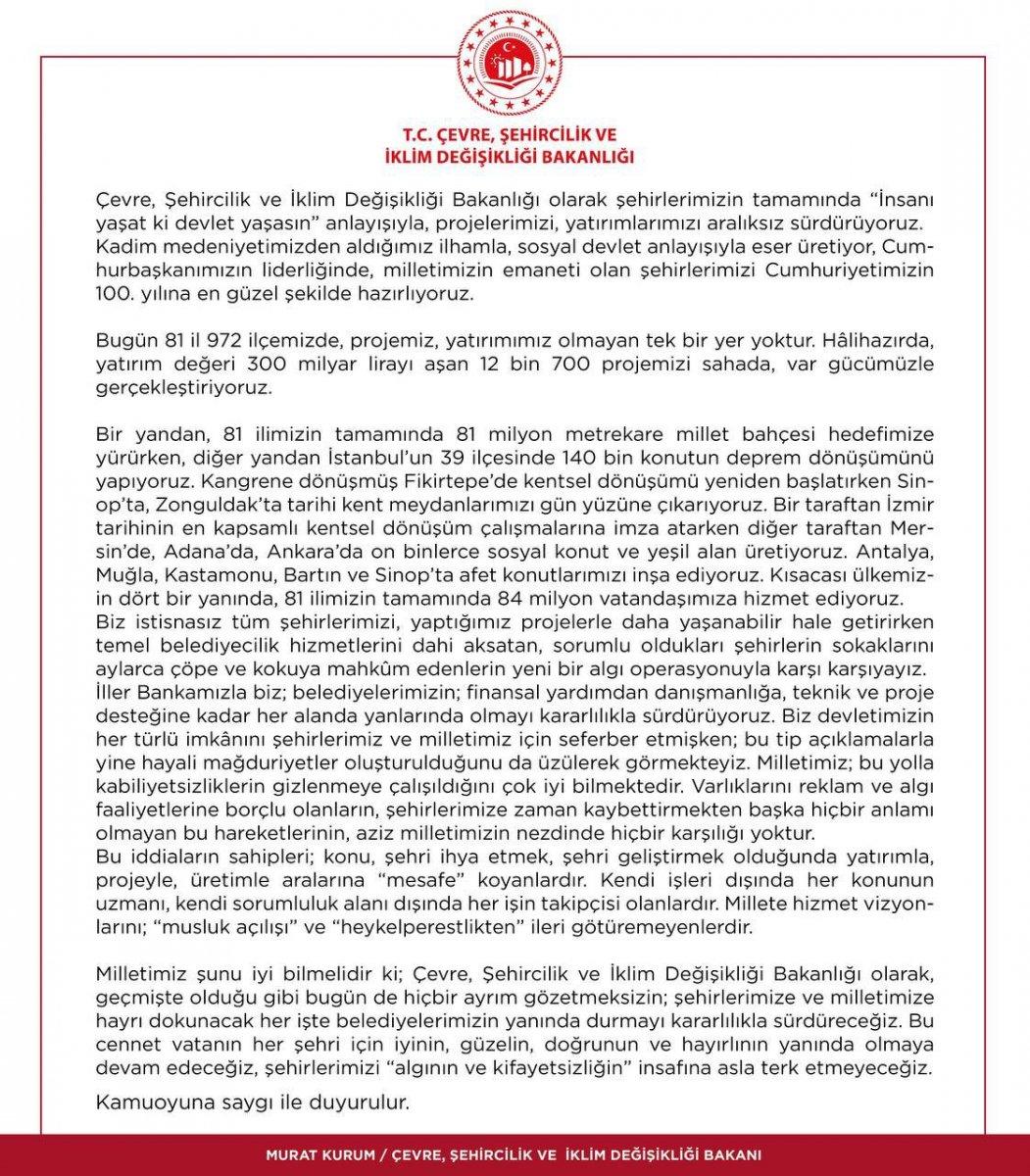 Murat Kurum: Algı operasyonuyla karşı karşıyayız