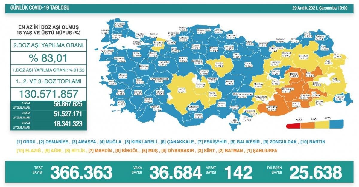 29 Aralık Türkiye'de koronavirüs tablosu