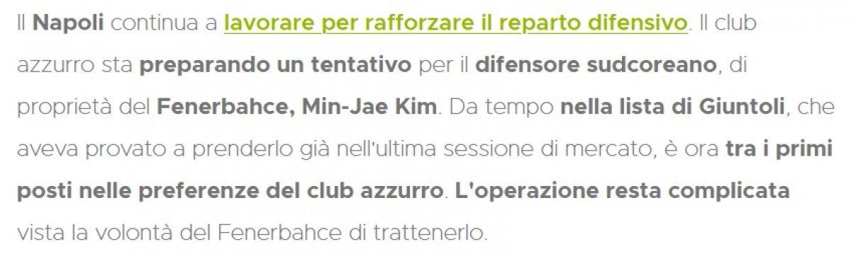 Napoli, Kim Min Jae ile ilgileniyor