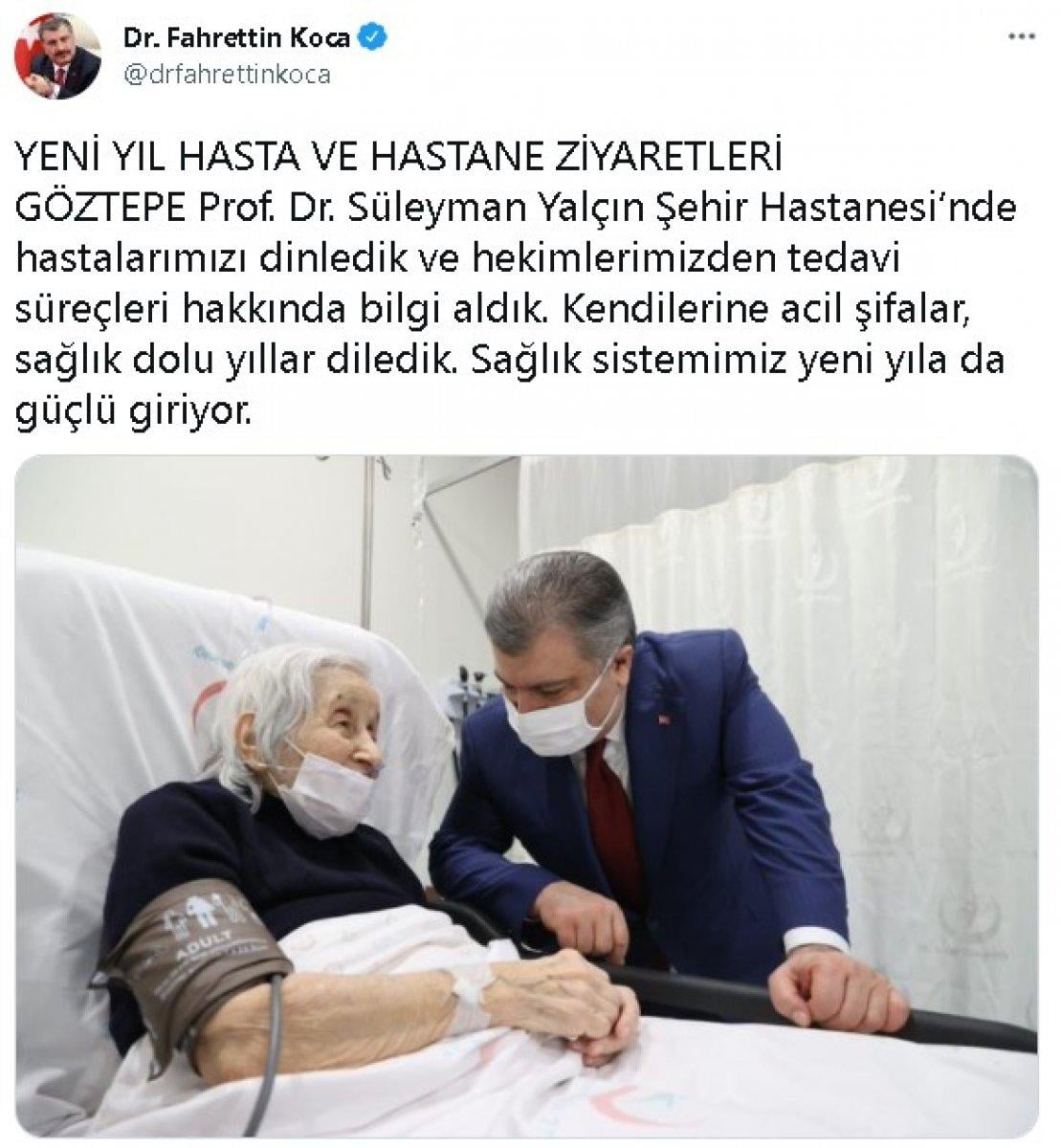 Sağlık Bakanı Fahrettin Koca, yılbaşı gecesinin hastanede geçirenleri ziyaret etti
