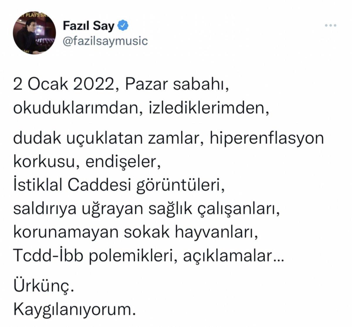 Türkiye'nin gündemi Fazıl Say'ı kaygılandırdı