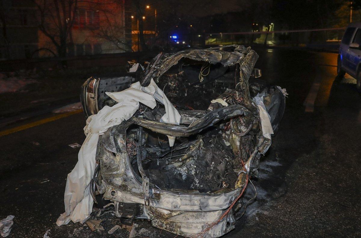 Ankara'da kaza yapıp yanan otomobilin sürücüsü öldü