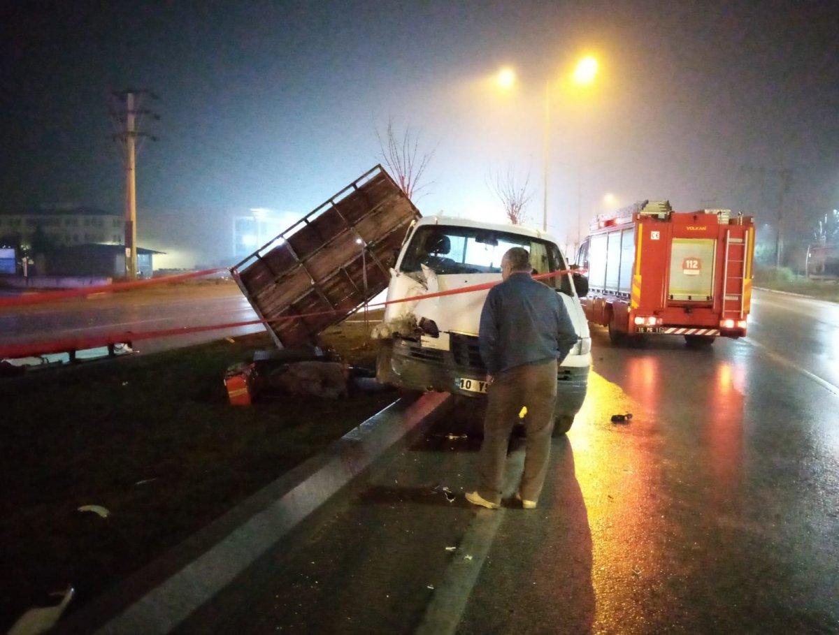 Bursa’da aydınlatma direğine çarpan kamyonetin sürücüsü can verdi
