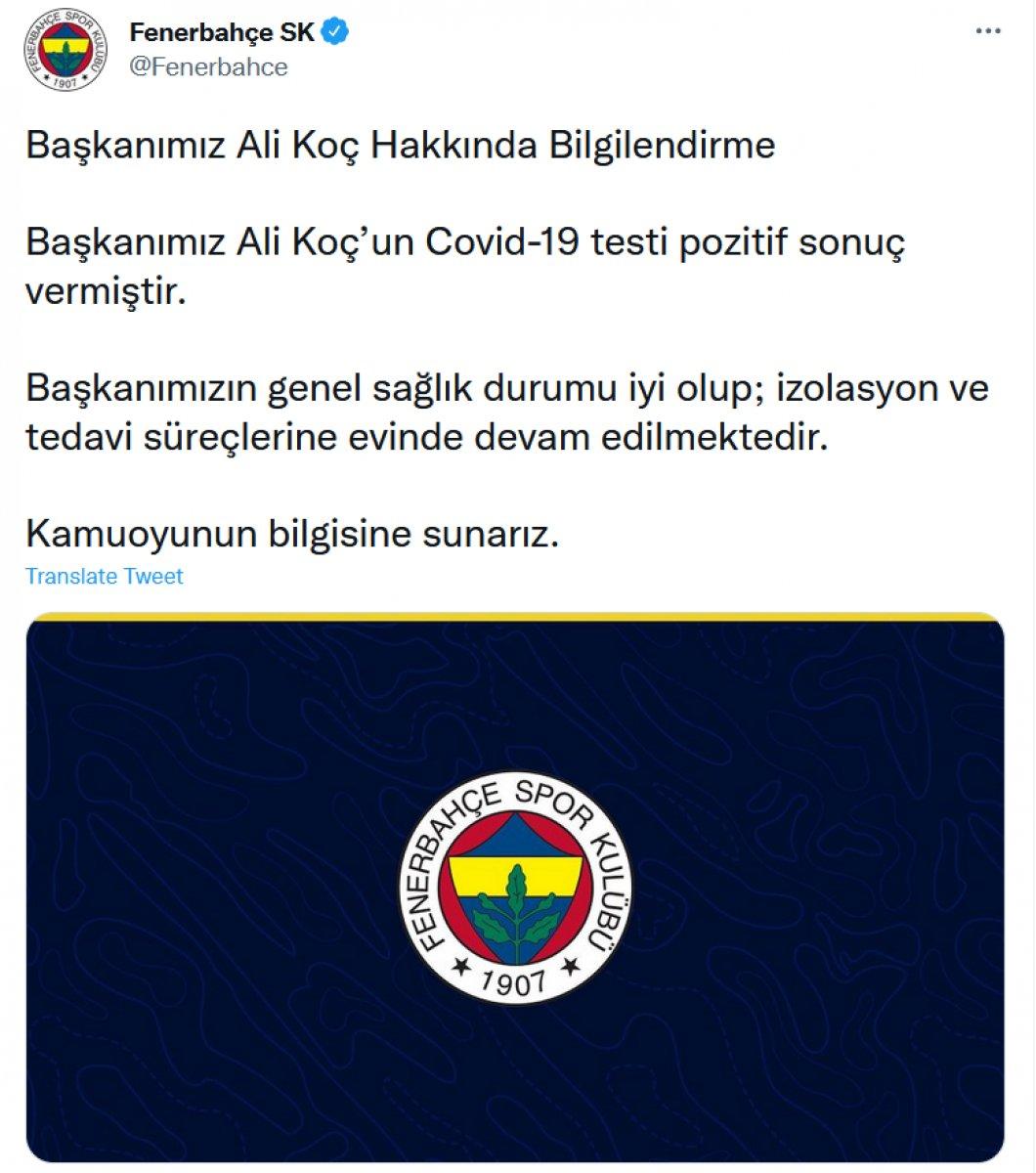 Ali Koç, koronavirüse yakalandı