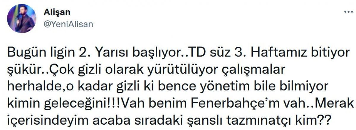 Alişan'dan Fenerbahçe yönetimine eleştiri