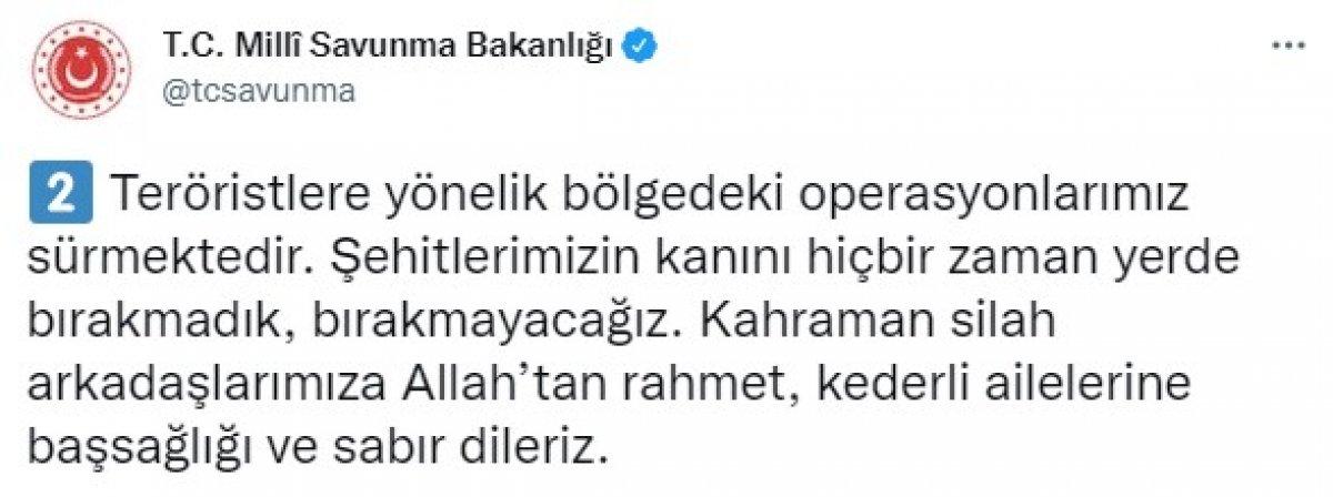 MSB: 12 terörist etkisiz hale getirildi