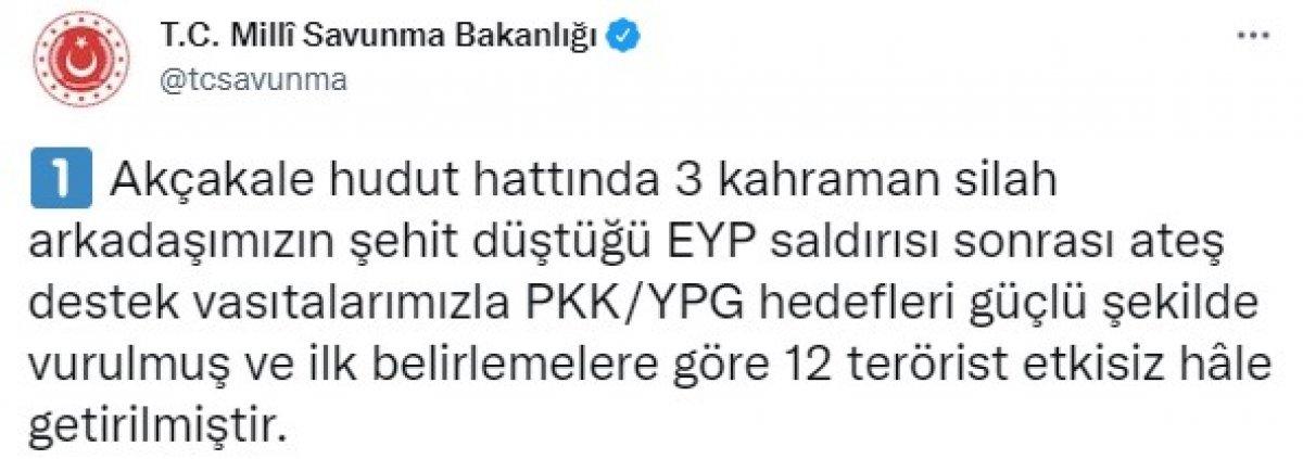 MSB: 12 terörist etkisiz hale getirildi