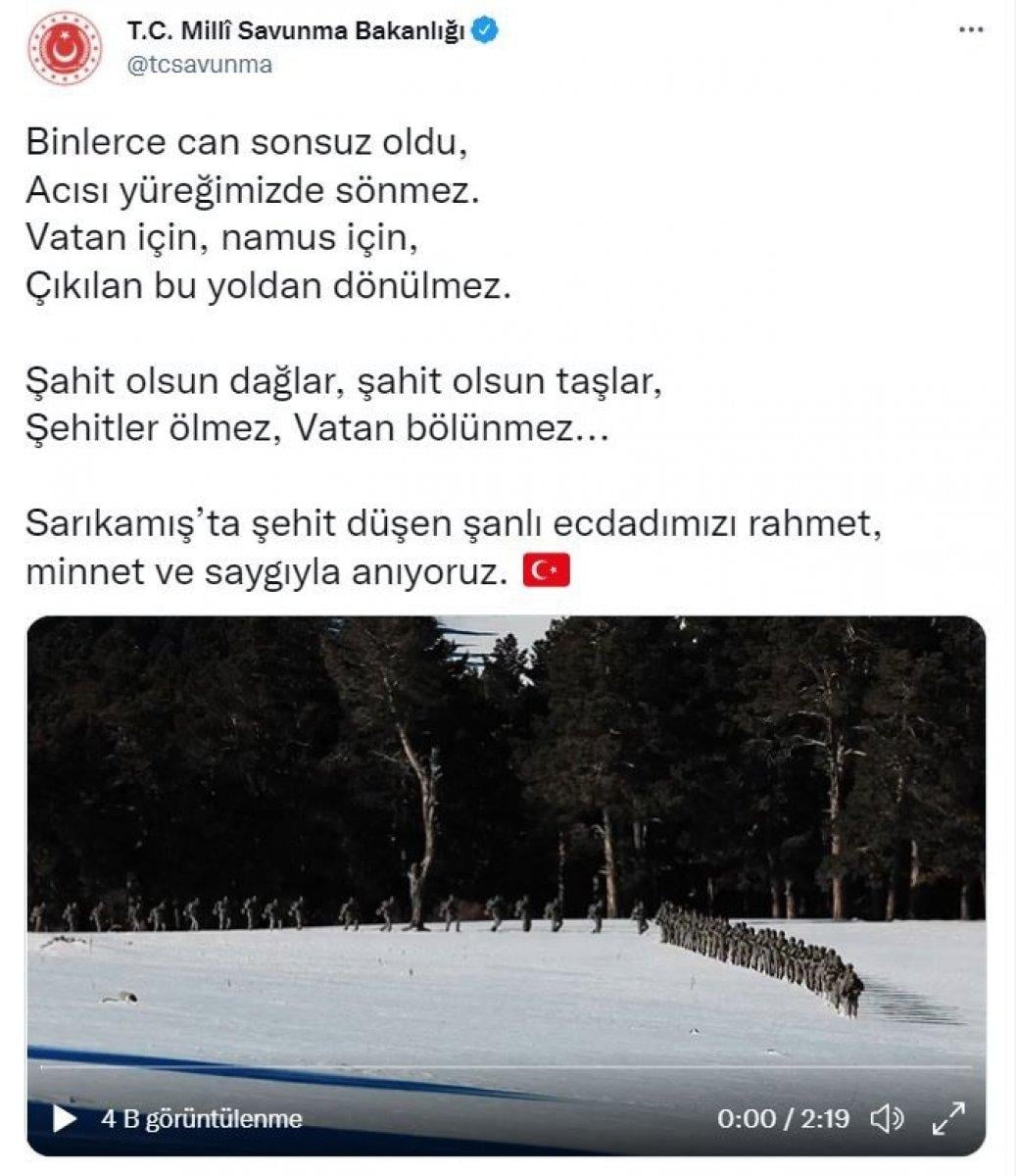 MSB'den 'Sarıkamış' paylaşımı