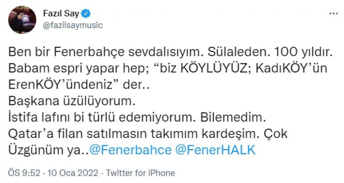 Adana Demirspor mağlubiyeti sonrası Fazıl Say'ın paylaşımı