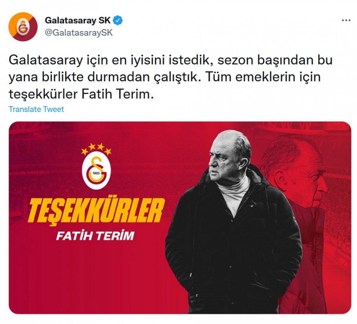 Galatasaray'dan Fatih Terim'e teşekkür