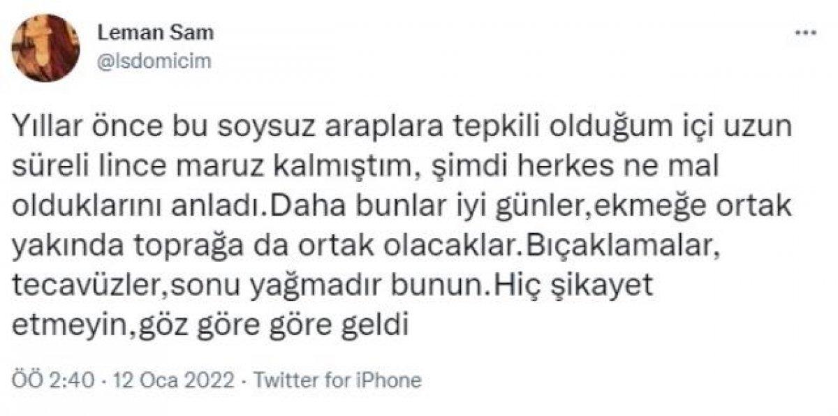 Leman Sam'ın tweet'i silindi