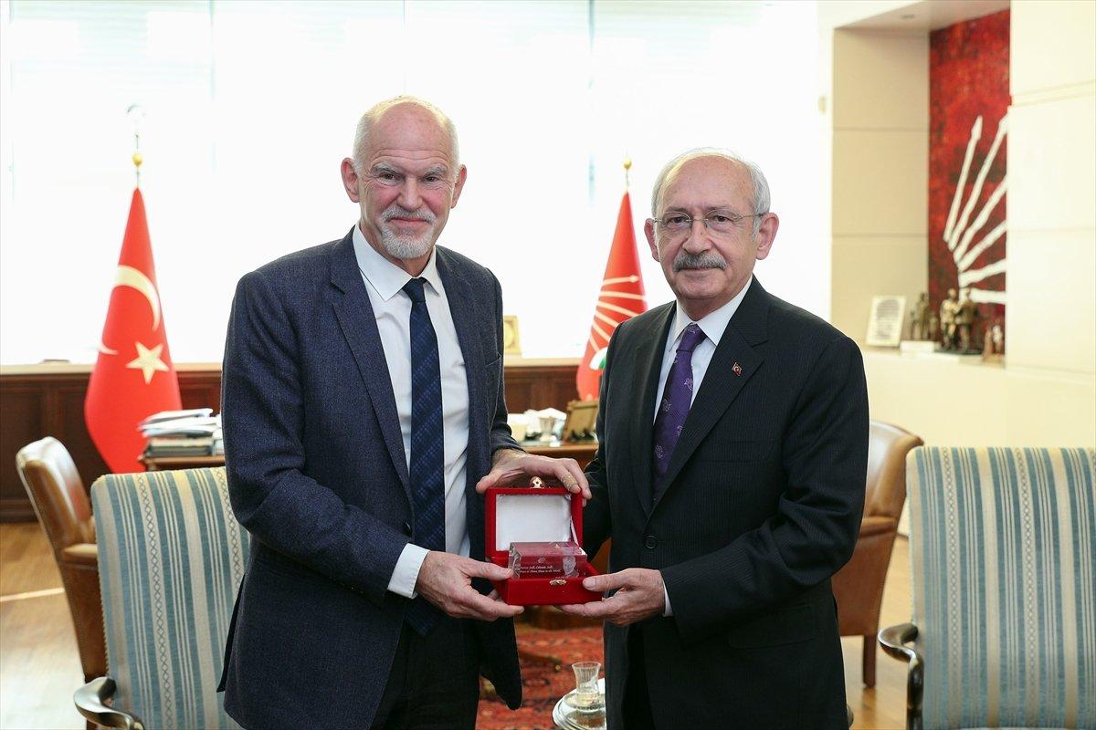 Kemal Kılıçdaroğlu, eski Yunanistan Başbakanı Papandreu'yu kabul etti