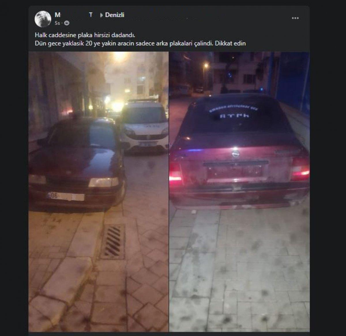 Denizli'de aynı mahalleden 30 aracın plakası çalındı