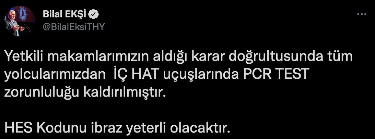 THY: İç hat uçuşlarında PCR testi zorunluluğu kaldırılmıştır