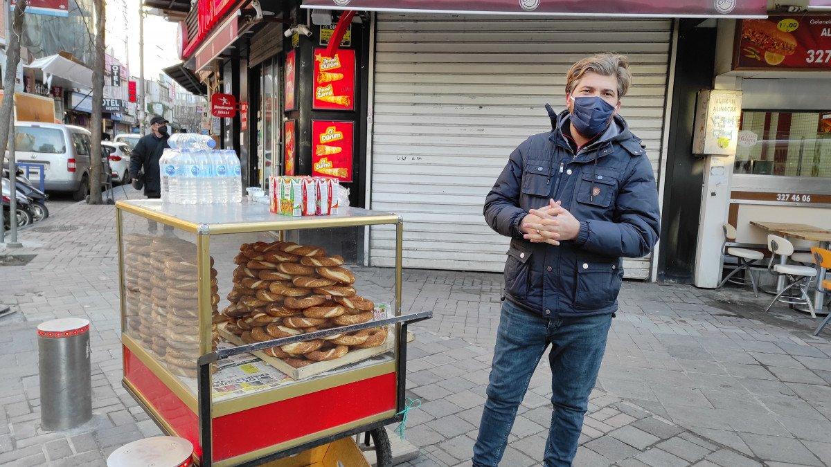 Beşiktaş'ta kafasına poşet geçirip, simit arabasını çaldı