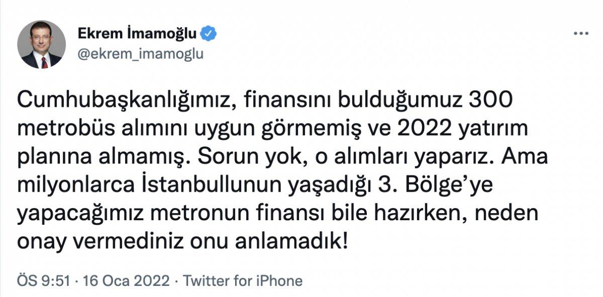 Tevfik Göksu'dan, 'Metrobüs aldırmadılar' diyen Ekrem İmamoğlu'na cevap