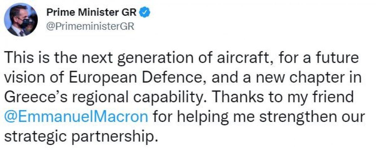 Emmanuel Macron'dan Kiryakos Miçotakis'e Rafale teşekkürü